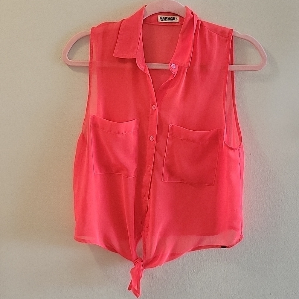 GARAGE Sleeveless Sheer Shirt S